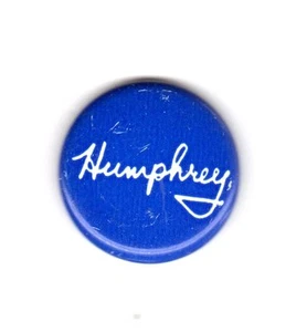Hubert Humphrey Signature Campaign Button - Picture 1 of 1