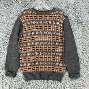Vintage New Attitude Russ Sweater Women's S? Gray Fair Isle 80's Knit Pullover - Picture 1 of 10