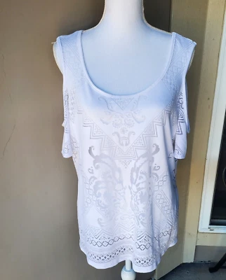 Top de ganchillo Nicole by Nicole Miller Western para mujer XL blanco elástico transparente Foto 1 de 4