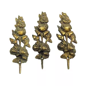 Antique Three Piece Floral Bronze Applique Set - Picture 1 of 3