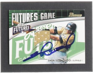 Shin Soo Choo Signed 2002 Bowman Draft Fabric of the Future Relics FG-SC Beckett