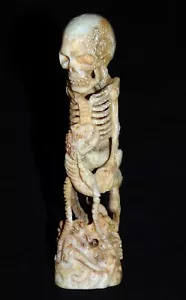 MEMENTO MORI MORTALE UOMO OSSO CORNO DI CERVO NON MORTO MORIWOHL TEDESCO MERIDIONALE 20. JH. - Foto 1 di 12