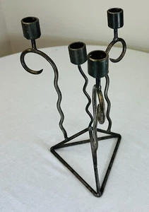 Iron Mid Century Modern 4 Taper Candle Holder Candelabra 11.5"H EUC - Picture 1 of 8