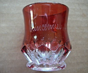 Vincennes Fair 1905 - Indiana Antique Ruby Flash Souvenir Glass Toothpick Holder - Picture 1 of 6