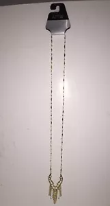 APT.9 Long Openwork Fringe Necklace Gold-Tone, Teal & Translucent Stones NEW Tag - Picture 1 of 6