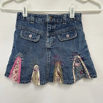 Vintage Faded Glory Jean Skirt Girls 4T Blue Denim Boho Fabric Godets Y2K - Image 1 of 4