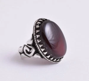 Handgefertigter islamischer jemenitischer Aqeeq Ring - reiner 925 Silberschmuck - Bild 1 von 5