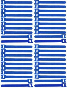 40 x Klett-Kabelbinder wiederverwendbar 150 x 22 mm blau Kabelklett Klettband - Bild 1 von 7