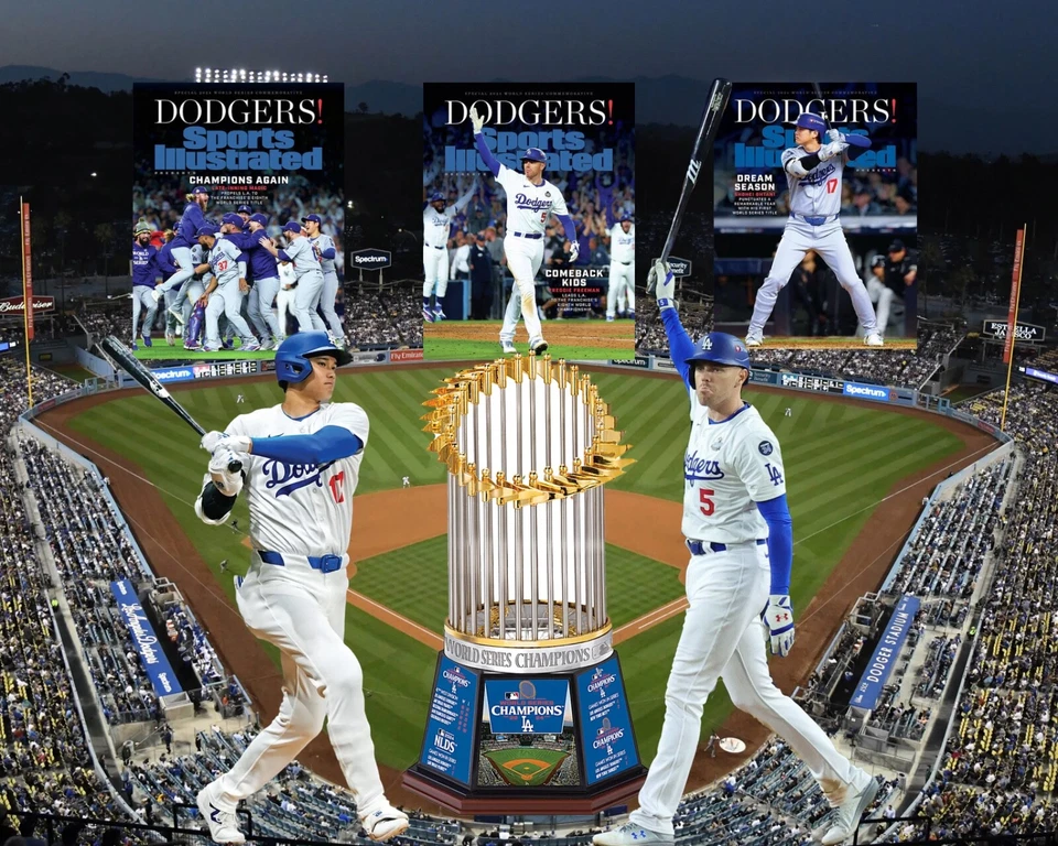 Los Angeles Dodgers 8x10 photo 2024 WORLD SERIES Shoehei Ohtani, Freddie Freeman - Image 1 of 1