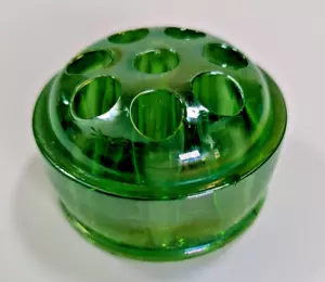 Vintage Depression Green Glass Flower Frog, 8 Holes - Picture 1 of 4