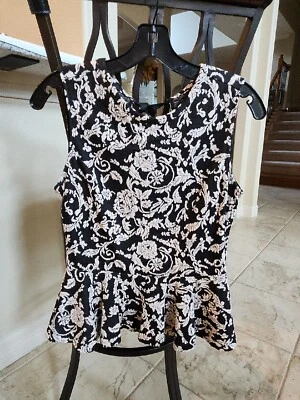 Dolce Vita (dv by Dolce Vita) Cream And Black Sleeveless Peplum Top--NWOT - Image 1 of 4