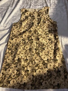 Broadway & Broome size L tan/brown/black floral shift dress sleeveless EUC zips - Picture 1 of 5