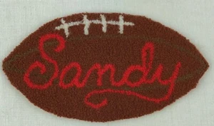 Vintage Brown Football Shaped Patch Personalized “Sandy”  - Picture 1 of 4
