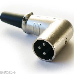 XLR 3 Pin Male Plug Solder Connector Right Angle Angled 90 Degree Mic Cable - Picture 1 of 1