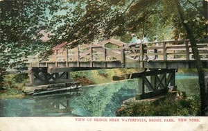 Bridge Waterfalls Bronx Park New York City NYC NY pm 1911 Postcard - Picture 1 of 2