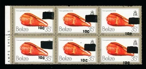 [BELIZE] 1979-83 10c in 35c SC 424a var. / Offsetaufdruck / 6er-Bereich (MNH*) - Bild 1 von 2