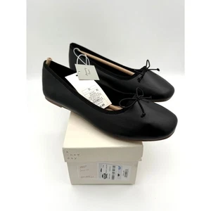 Zapatos planos de ballet Jackie de cuero para mujer A New Day punta redonda talla 7,5 negros EE. UU. - Imagen 1 de 3