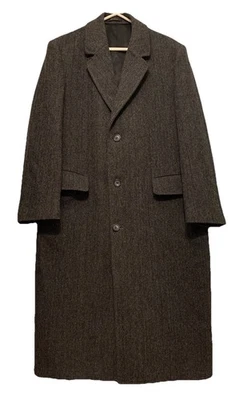 Abrigo De Colección London Niebla Hombres 42R Tweed Espiga Lana Pesado Academia Trench EE. UU. Foto 1 de 4