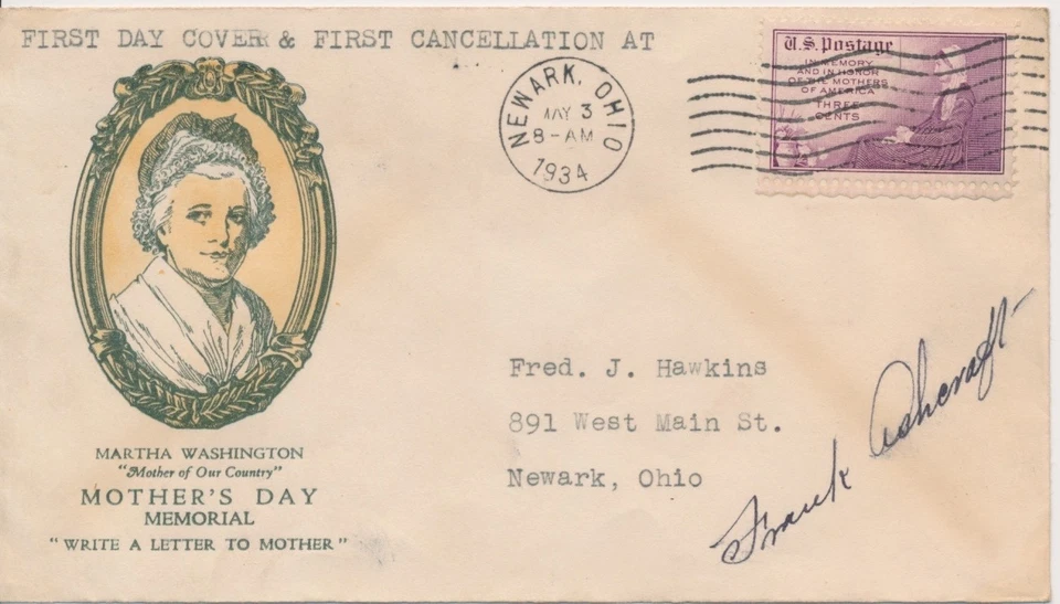 #737 Mothers of America Linprint cachet 2nd Day cover Newark Ohio u/o signed - Image 1 of 1