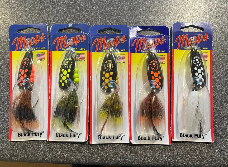 Lote de 5 señuelos de pesca nuevos Mepps Black Fury talla #5, 1/2 oz. ENVÍO GRATIS Foto 1 de 1