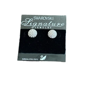 SWAROVSKI Round Crystal Rhinestone ANNIVERSARY Pierced Earrings NIP - Picture 1 of 11