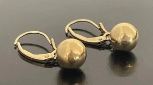 Pendientes de bola colgantes de oro amarillo macizo de 14K de 7 mm 1,14 g - Imagen 1 de 2