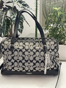 Coach Park Signature Satchel Schultertasche schwarz&grau Canvas dreifacher Reißverschluss - Bild 1 von 13