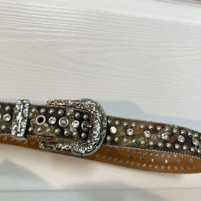 Cinturón camuflado Nocona Western Rodeo tachonado estrás cristal brillante para mujer XL Foto 1 de 4