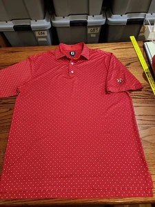Footjoy FJ Men's LARGE S/S Red/White Diamonds 'HHCC 1927' Logo Polo EUC. GB37 - Picture 1 of 9