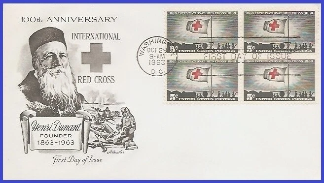 USA5 #1239 U/A ARTMASTER FDC BL4  Red Cross Centennial - Image 1 of 1