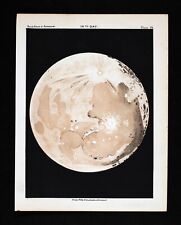 1892 Ball's Astronomy Print Full Moon 14th Day Lunar Crater Key Antique Map 38