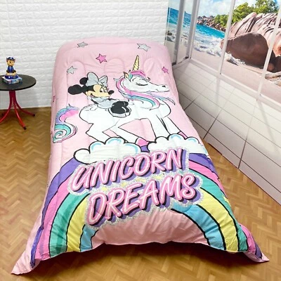 Minnie Souris Disney Courtepointe Duvet 180x260cm Licorne Hivernal Lit Simple - Photo 1/3
