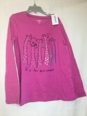 NWT Carter's Giraffe Tee Shirt Top Girls Long Sleeve Pink many sizes - Image 1 of 4