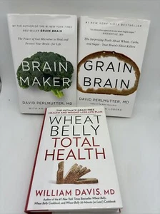 Wheat Free Books Lot of 3 Grain Brain David Perlmutter Wheat Belly Wm Davis - Picture 1 of 9