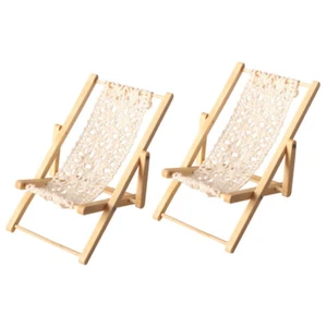 2 Pcs Mini-Sessel Strandstuhl Modellbau / Maßstab Liegestuhl - Bild 1 von 20