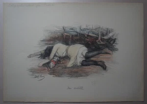 Colored Lithograph By The Artist A Victim Signed ABEL PANN - Picture 1 of 7