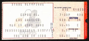 August 19, 1980 Los Angeles Dodgers vs. Montreal Expos Ticket Stub189893 - Picture 1 of 2
