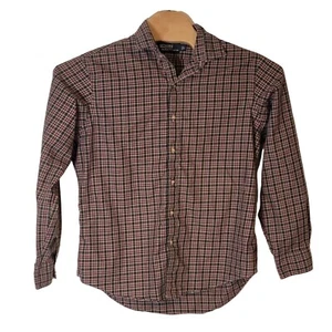Polo Ralph Lauren Button Up Long Sleeve Shirt Green Burgandy Plaid Size Large - Picture 1 of 4