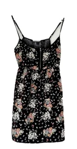 Kimchi Vintage Gothic Blue Black Floral Mini Dress Size S - Picture 1 of 5