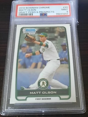 Tarjeta de novato Matt Olson 2012 Bowman cromada RC PSA 9 1st Bowman cromada Foto 1 de 2