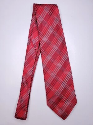 Corbata formal Adolfo para hombre 59"Lx4"W roja/gris Foto 1 de 4