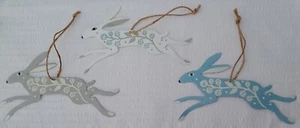 Leaping Hares Hanging Decoration Hares / Rabbits NEW Handmade FREE POST - Picture 1 of 10