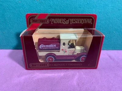 De colección Matchbox 1984 Modelos de Antaño Y3 1912 Modelo T Ford Tanker CARNATION Foto 1 de 4