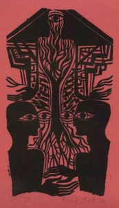 Fritz Möser - Die MACHT des GEWISSENS - incisione in linoleum originale firmata a mano - Ha - Foto 1 di 1