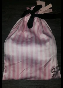 Victoria secret satin slippers brand new size medium 7/8 pink'/white striped - Picture 1 of 2