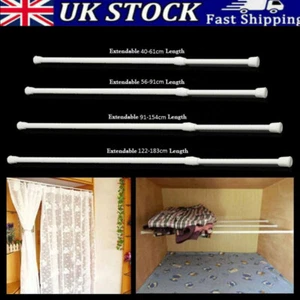 Telescopic Net Voile Tension Curtain Rail Pole Rod Rods Spring Loaded Extendable - Picture 1 of 16