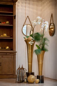 Vase,Pokal,großer Kelch,Bodenvase,Gold,modern,Loft,Landhaus,Nostalgie, - Bild 1 von 6