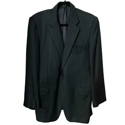 Hickey Freeman Madison Blazer Jacket Mens 42S Black Wide Pinstripe Worsted Wool - Image 1 of 4