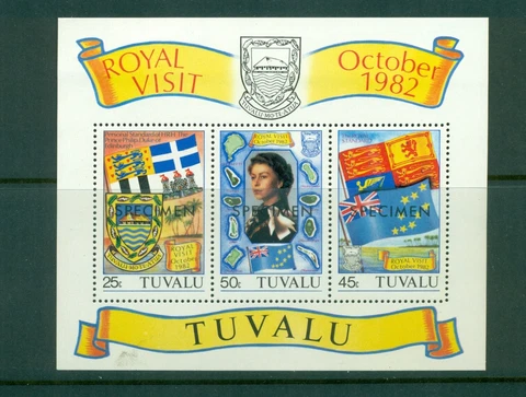 Tuvalu  #182a (1982 Royal Visit sheet) VFMNH "SPECIMEN" overprint Cover
