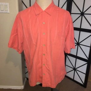 Jamaica Jaxx men’s Short Sleeve Shirt XL peach striped - Picture 1 of 3